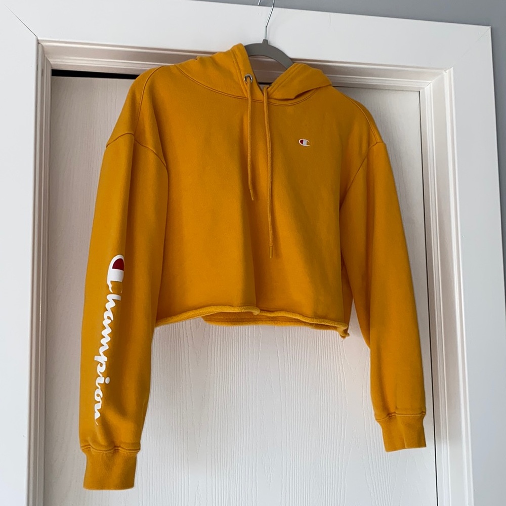 Champion Cropped Yellow Hoodie
